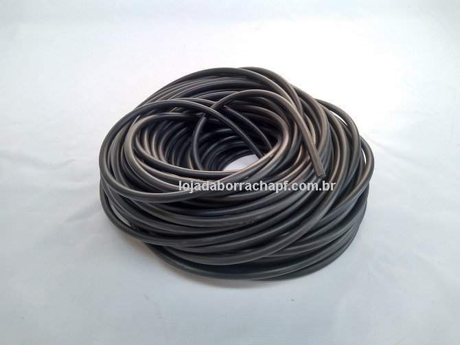 N192 Cordão de borracha maciça 10mm (preto) Rolo 50 Metros
