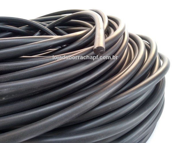N192 Cordão de borracha maciça 10mm (preto) Rolo 50 Metros