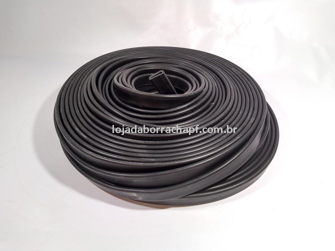 N16 Borracha maciça em "U" 25x7x3mm Rolo 50 Metros