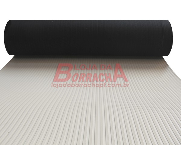 R102 Piso de borracha industrial ripadão 3,0mm x 1,00 metro Branco