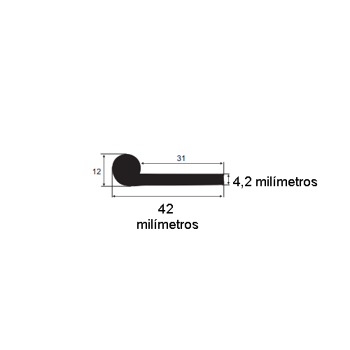 Borracha para forma de concreto 42x12mm (25 metros)