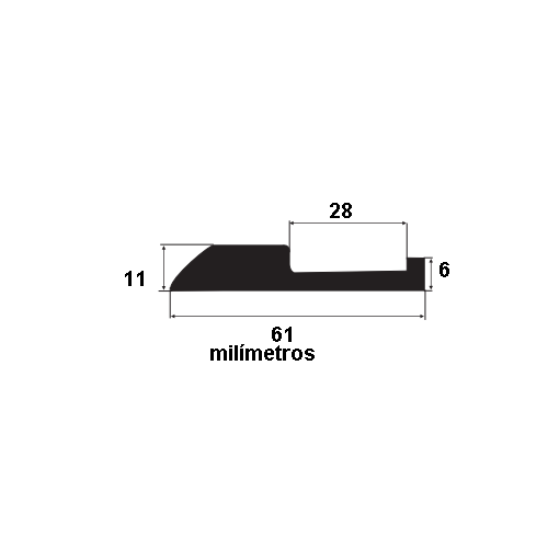 Borracha para forma de concreto 61x11mm (25 metros)