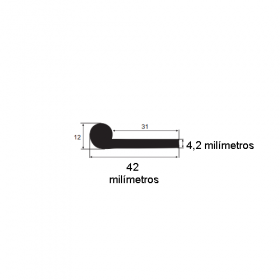 Borracha para forma de concreto 42x12mm (25 metros)
