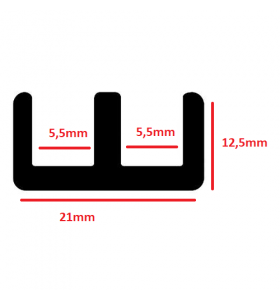 N163 Canaleta em metro 2 canais Rolo 25 Metros