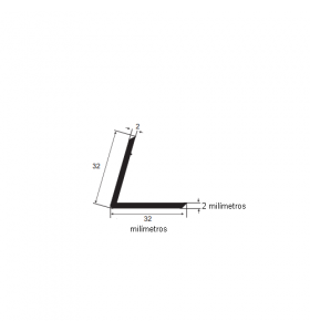 N132 Borracha maciça cantoneira 32x32x2mm Rolo 25 Metros